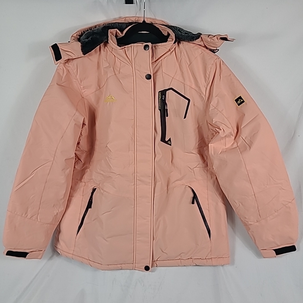 OutdoorSport Women's Coral Winter Fleece Lined Snow Ski Hooded Jacket Sz XL